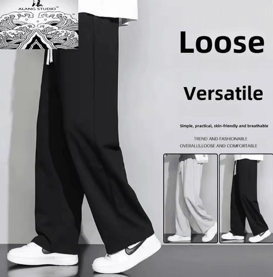 Men’s Straight-Leg Cotton Casual Trousers – Trendy Slim Fit Grey Sweatpants