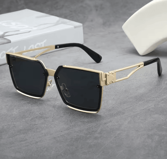 New Fashion Square Frame Metal Sunglasses – Large Frame Trendy Shades for Men & Women