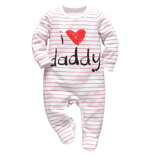 Newborn Baby Romper – Cotton Long Sleeve Jumpsuit for Boys & Girls – Family Daddy/Mummy Letter Print Pajamas Outfit