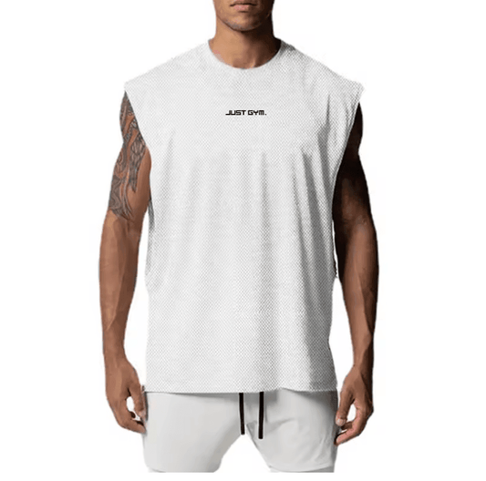 Oversized Open Side Sleeveless T-Shirt – Men’s Mesh Gym Tank Top for Bodybuilding & Fitness