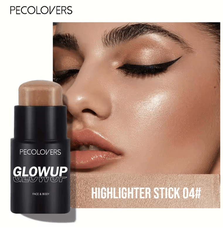 PECOLOVERS 6-Color Shimmer Highlighter Stick – Waterproof, Strong Coverage, Face & Body Illuminator PECOLOVERS 6-Color Shimmer Highlighter Stick – Waterproof, Strong Coverage, Face & Body Illuminator