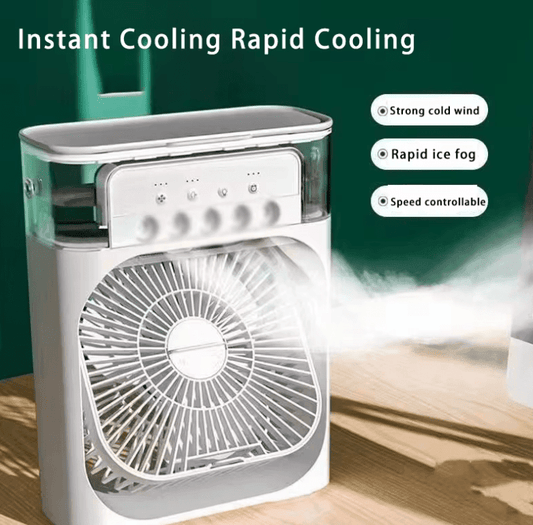 Portable 3-in-1 Air Cooler – Fan, Humidifier & LED Night Light for Home Comfort