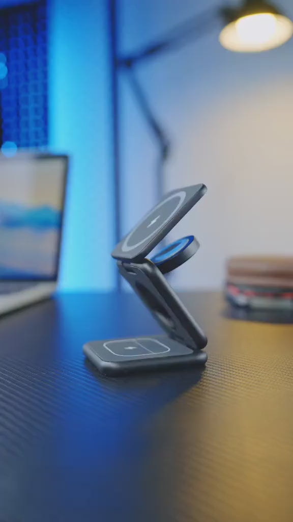30W 3-in-1 Foldable Charging Station – Fast Magnetic Wireless Charger Stand for iPhone 15/14/13/12, Apple Watch 8/7/6 & AirPods Pro 30W 3-in-1 Foldable Charging Station – Fast Magnetic Wireless Charger Stand for iPhone 15/14/13/12, Apple Watch 8/7/6 & AirPods Pro