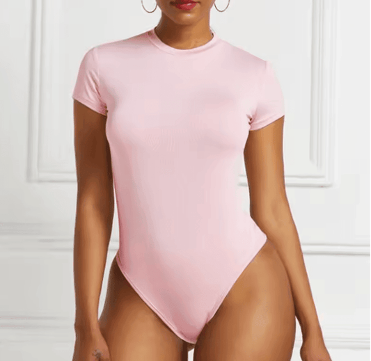 Sexy One-Piece Bodycon Bodysuit – Short Sleeve O-Neck Romper for Women