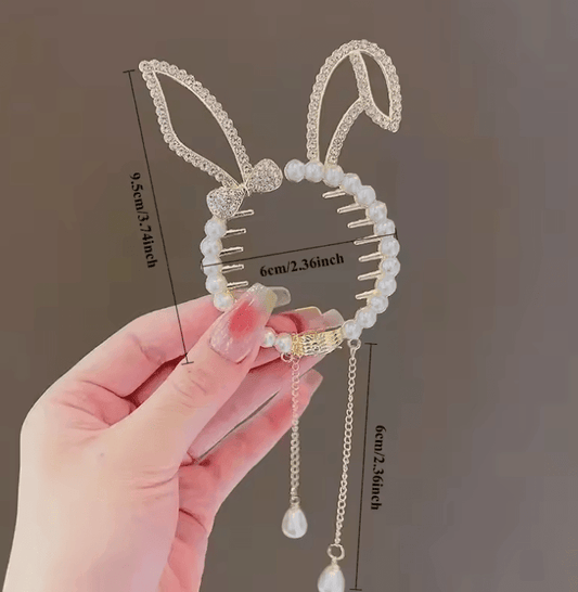 Shiny Angel Wing & Animal Ears Baby Hair Clip – Elegant Pearl Tassel Hairpins for Girls & Women