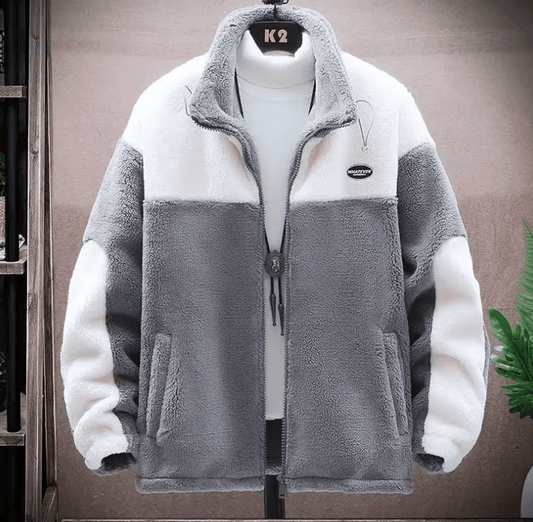 Trendy Men’s Winter Fleece-Lined Woolen Jacket – Thickened Casual Parka | Warm Loose Fit for Outdoor Wear