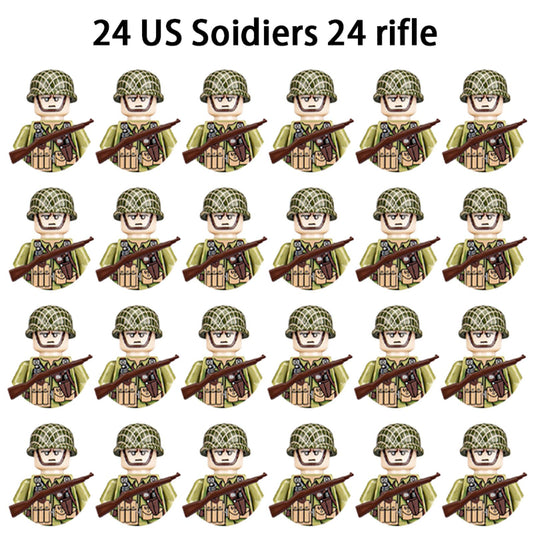 WWII Infantry Soldier Mini Gun Model Building Blocks