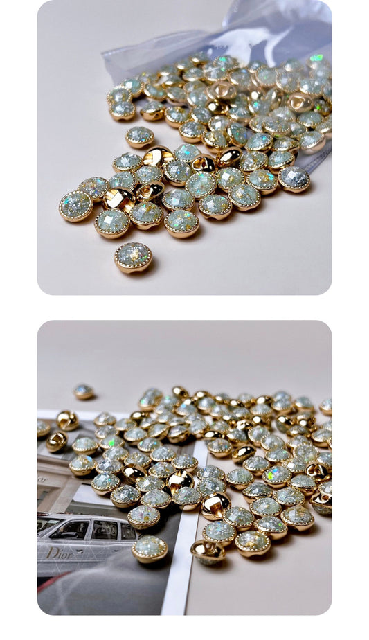 10pcs Gem-like Metal Shank Decorative Buttons