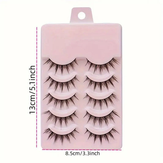 5 Pairs Soft Natural False Lashes for Round Eyes