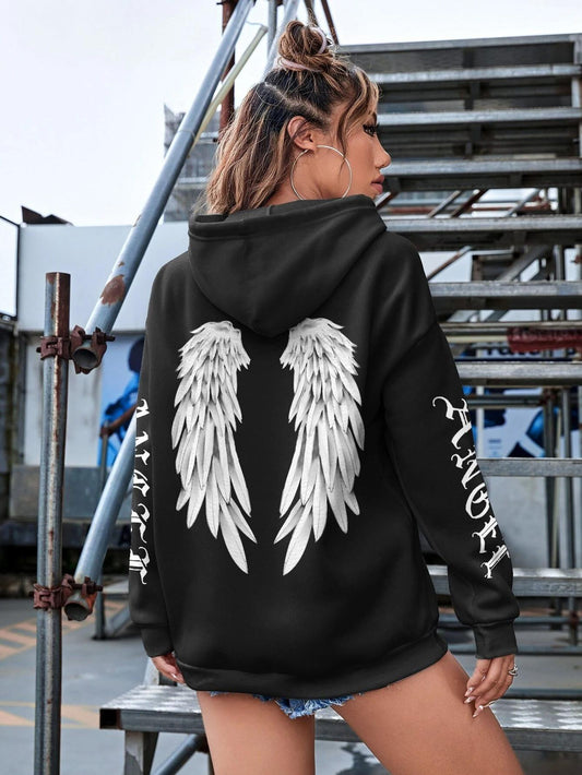 Beautiful Angel Wings Printed Hoodie for Women
