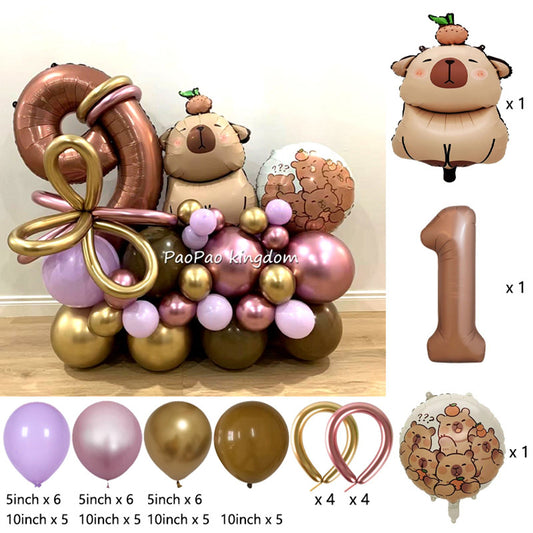 Cartoon Capybara Foil Balloon for Kids' Parties