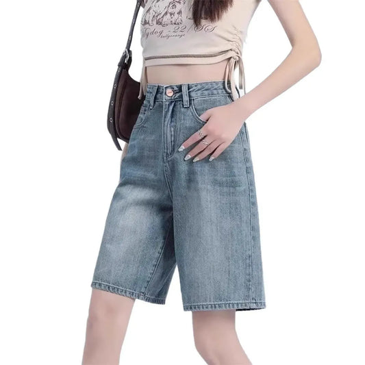 Fashionable Minimalist High Waist Denim Shorts for Women
