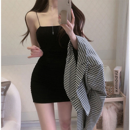 Women's Black Spaghetti Strap Mini Sundress