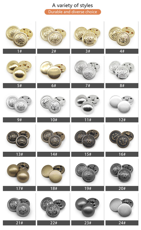 Vintage Copper Metal Buttons Set for Sewing and Crafts