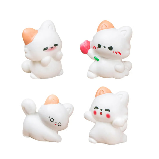 4pcs Creative Shy Flower Kitten Miniature Figurines