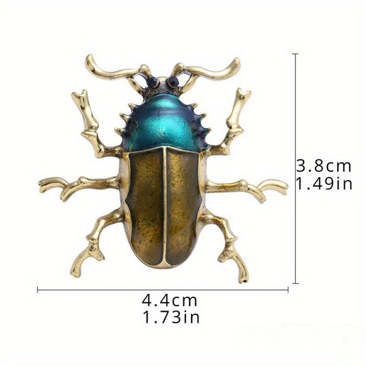 Retro Insect Beetle Brooch with Rhinestones