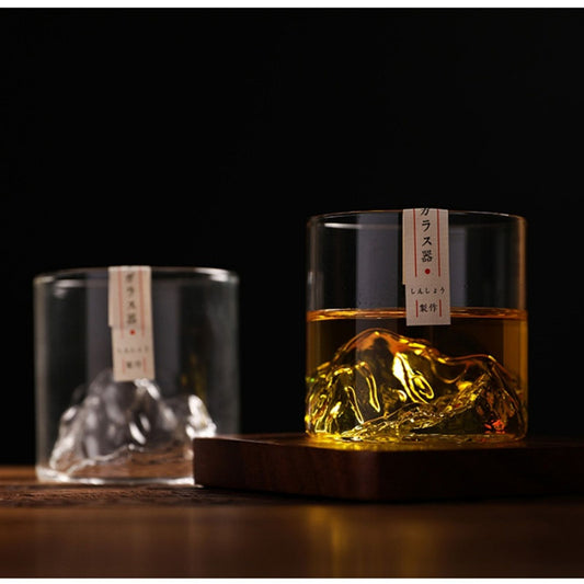 Japanese Glass Mt. Fuji Teacup - Heat-Resistant Retro Design