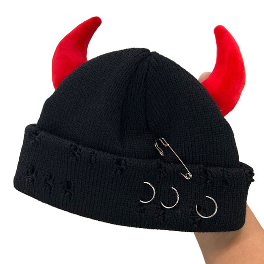 Warm Viking Hat with Metal Horns for Winter Events