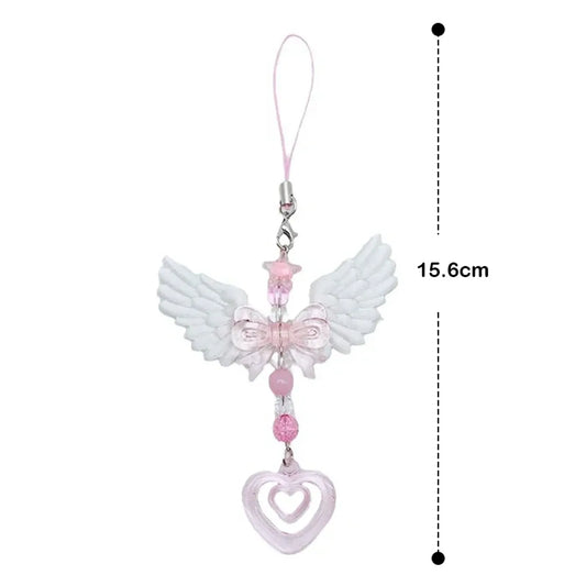 Lovely Wings Bow Heart Mobile Strap Pendant Chain