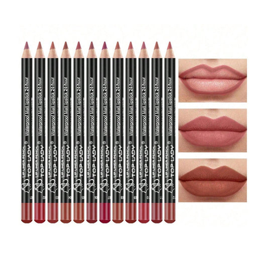 12-Piece Lip Liner and Matte Lipstick Pencil Set