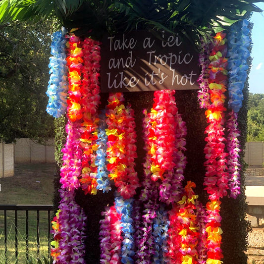 Hawaiian Flower Wreath Necklace - Tropical Party Decor