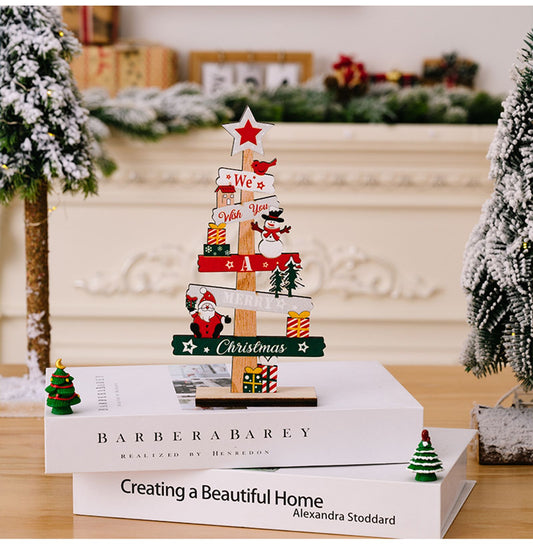 Wooden Christmas Tree Santa Claus DIY Decoration