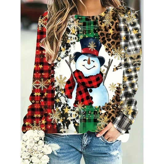 Christmas Snowman 3D Print Sweatshirt for Women