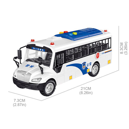 Large Police Bus Pull Back Vehicle with Lights and Music