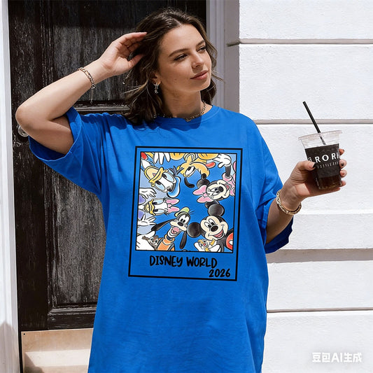 Vintage Disney World 2026 Mickey and Friends Oversized T-Shirt