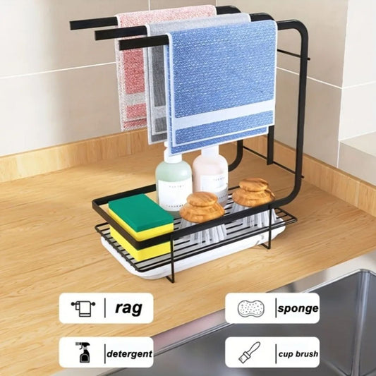 Wall Mounted Kitchen Dish Cloth Holder and Drying Rack