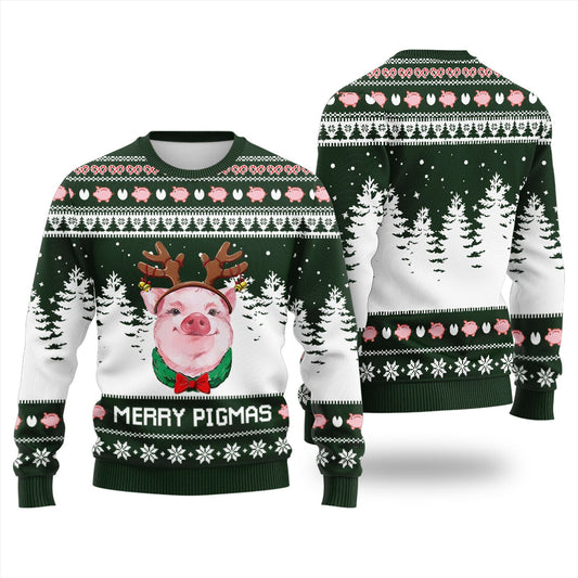 Pig with Reindeer Antlers Winter Christmas Hoodie
