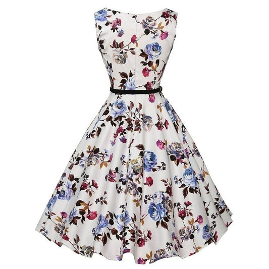 Floral Retro Swing Dress - Vintage Rockabilly Style