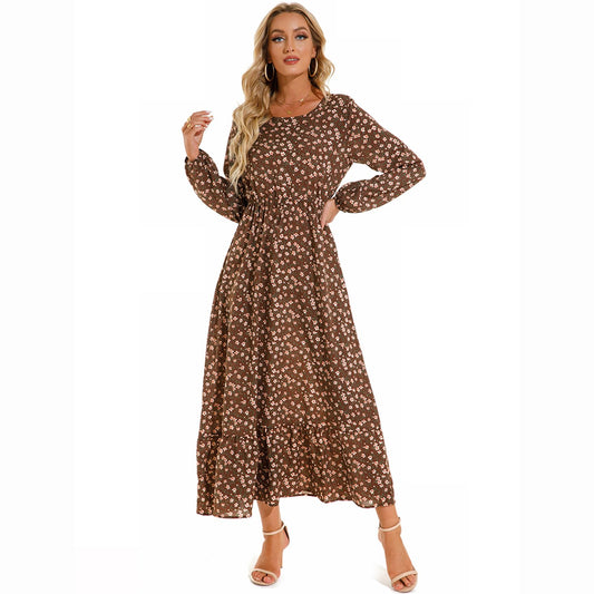 Women’s Bohemian Floral Maxi Dress with Full Sleeves