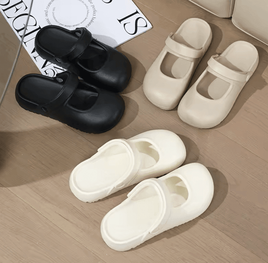 Women’s Anti-Slip EVA Closed-Toe Slippers – Soft Low Heel, Breathable Flat Sandals, House Pump Shoes