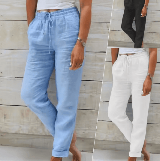 Women’s Cotton Linen Pants – High-Waist Loose Summer Trousers