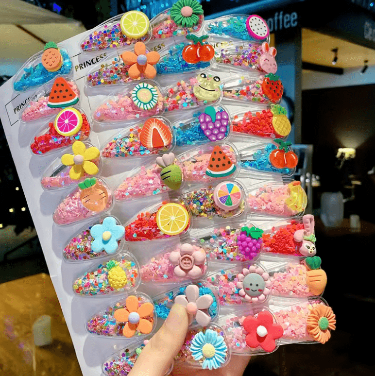 10/20PCS/Set Cute Colorful Cartoon Flower & Fruit Hairpins for Girls – Fashion Hair Clips