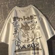 Summer Japanese Retro Cat Print T-Shirt - Unisex Oversized Short Sleeve Tee for Couples