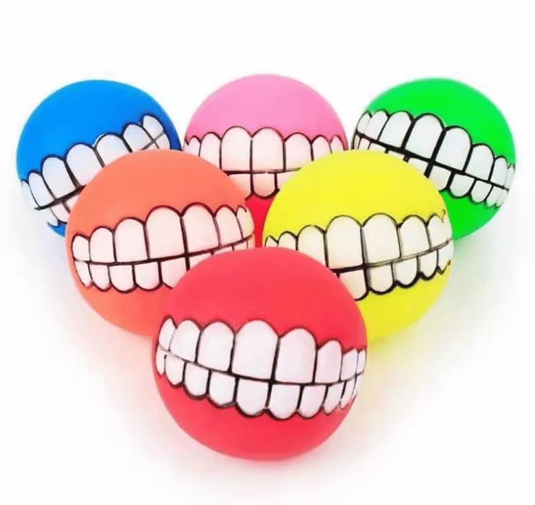 1pc Rubber Dog Toy – Squeaky Cleaning Tooth Chew Ball for Small Puppies | Bite-Resistant Pet Supplies (7cm Diameter)