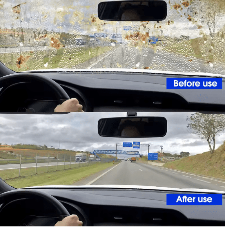 2.0 New Upgraded Model - Auto Front Glass & Side Window Mirror Cleaning Wipe | Auto Glass Oil Film Remover & Cleaning Brush