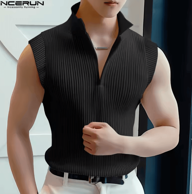 🔥 2025 Men’s V-Neck Tank Tops – Solid Color, Sleeveless & Stylish for Summer! 💪☀️