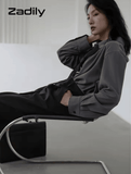2025 Spring Minimalist Long Sleeve Button-Up Shirt – Korean Style Oversized Blouse for Women