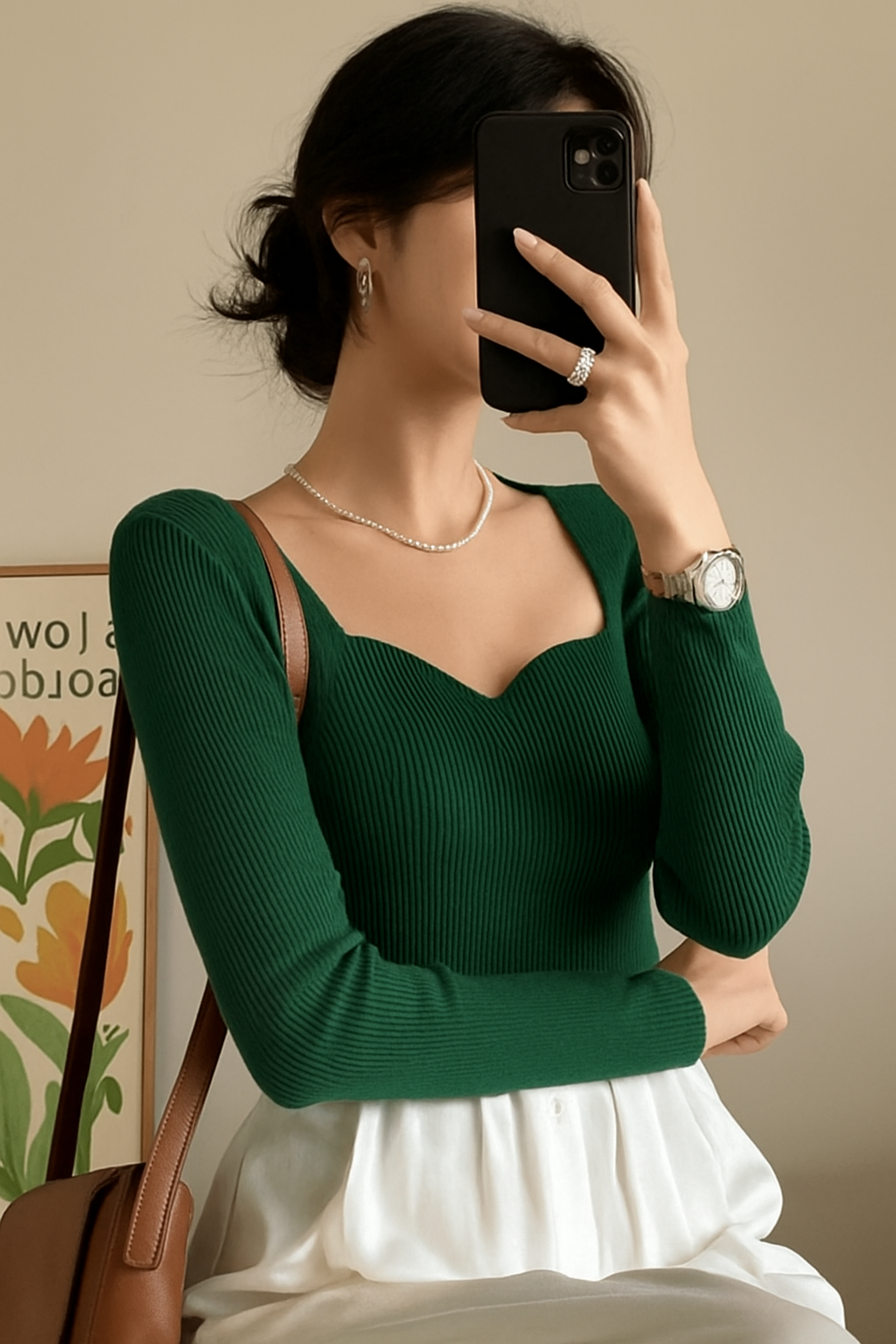 Chic Women’s Slim Fit Knitted Pullovers – Vintage Solid Sweaters with Square Collar