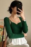 Chic Women’s Slim Fit Knitted Pullovers – Vintage Solid Sweaters with Square Collar