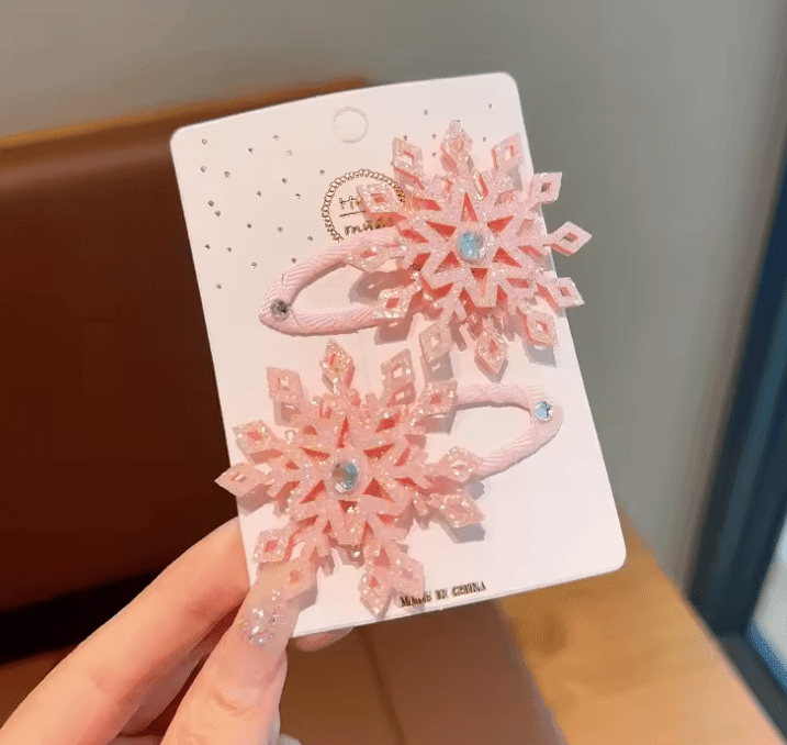 2Pcs Winter Frozen Snowflake Hairpin – Elsa Princess Hair Clip for Girls