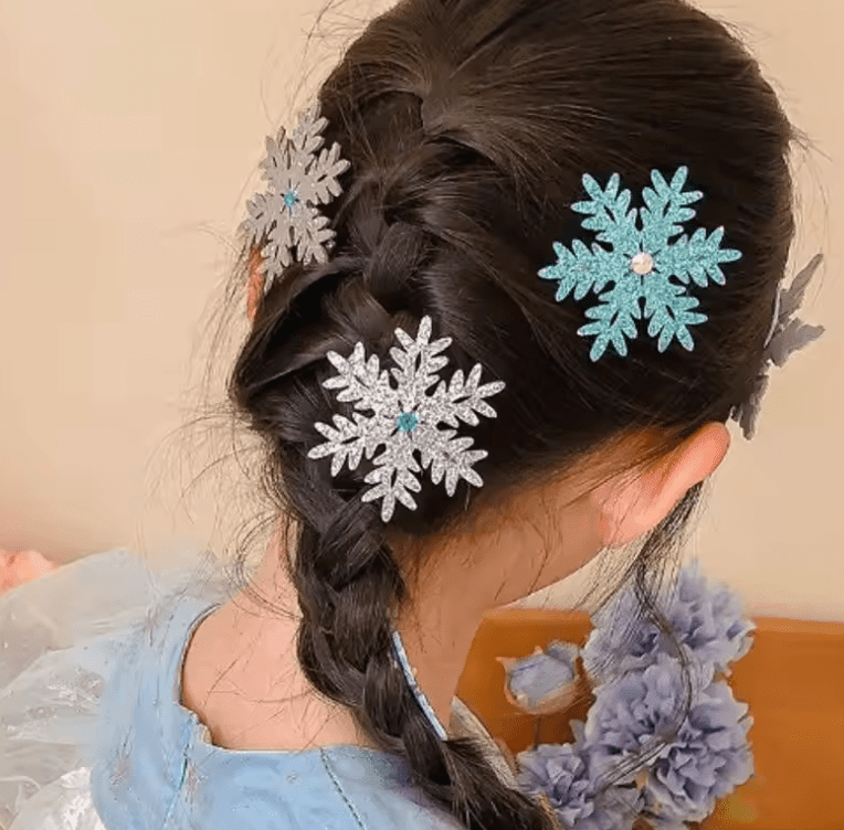 2Pcs Winter Frozen Snowflake Hairpin – Elsa Princess Hair Clip for Girls