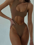 Women’s Summer Cut Out Bodysuit - Sexy Sleeveless High Rise Swimsuit for Beach Holidays