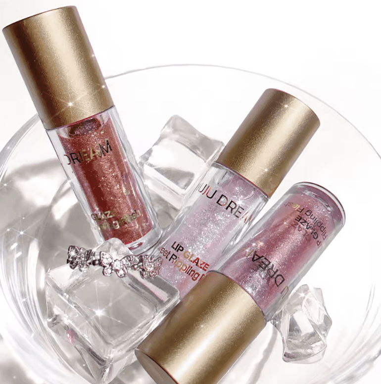 5-Color Lip Gloss Set – Long-Lasting, Shiny Pearl & Metallic Sheen, Non-Stick Cup