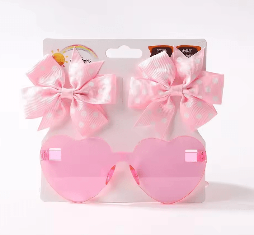 Fashion Sparkling Butterfly Hair Clips & Heart-Shaped Sunglasses Set | Stylish Hair Accessories for Girls