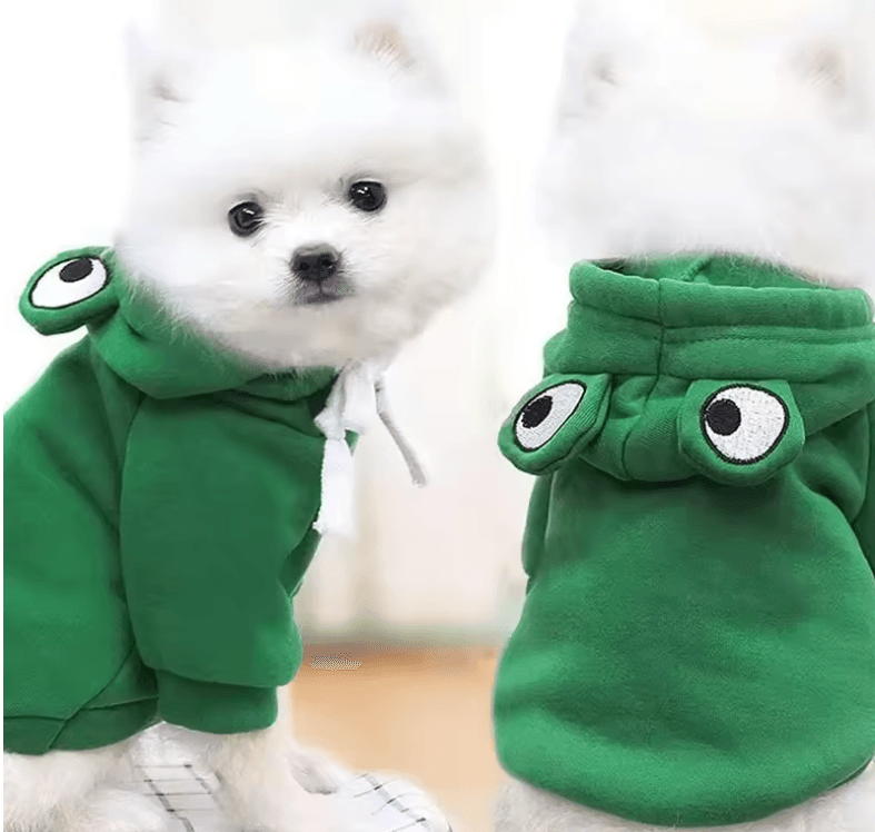 Autumn Winter Cat & Dog Hoodies - Cute Frog-Shaped Fleece for Small Pets