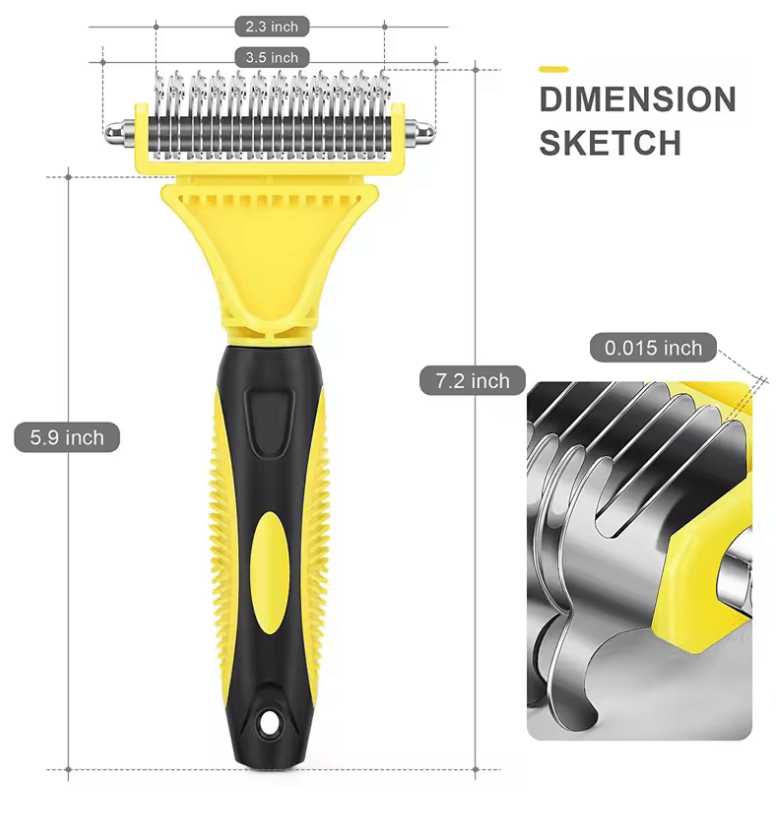 Stainless Steel Pet Grooming Brush - Two-Sided Shedding & Dematting Comb for Dogs & Cats